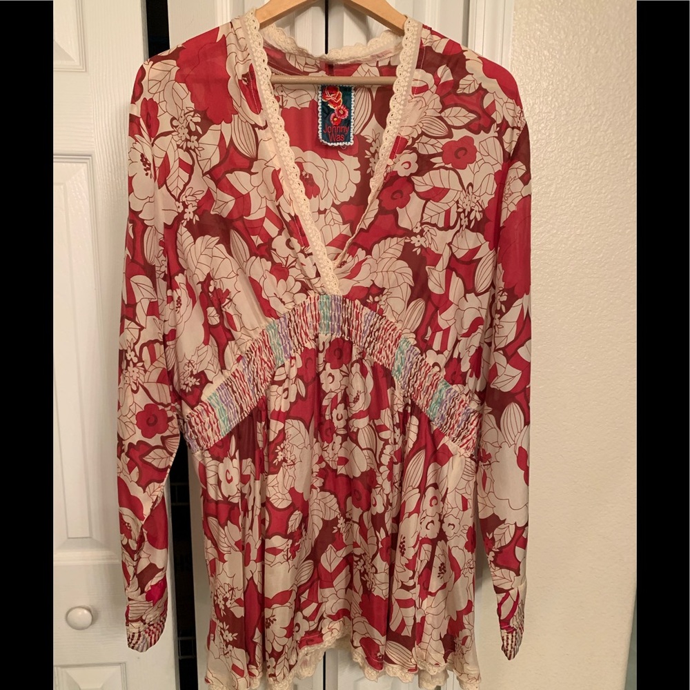 🌈SOLD 🌈Johnny Was Silk Top 1X Elastic Waste